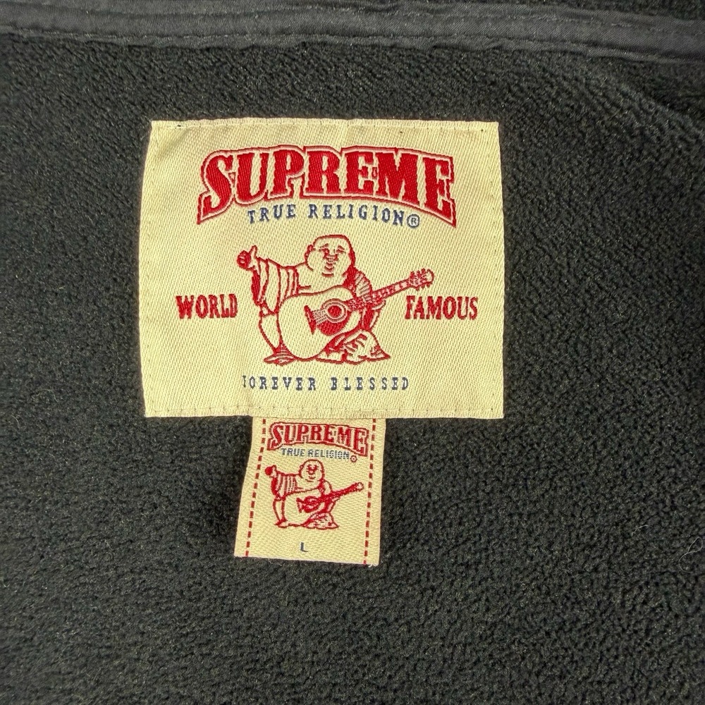 Supreme x True Religion Full Zip Hooded Fleece Graphic Print Hoodie Black Large - Picture 14 of 16